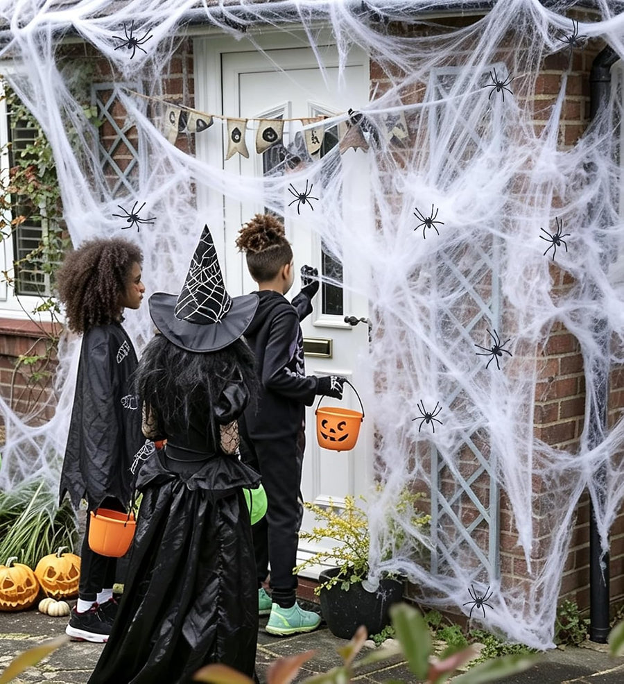 Giant Stretch Spider Web – Covers up to 1,400 sq ft + FREE 100 Spiders
