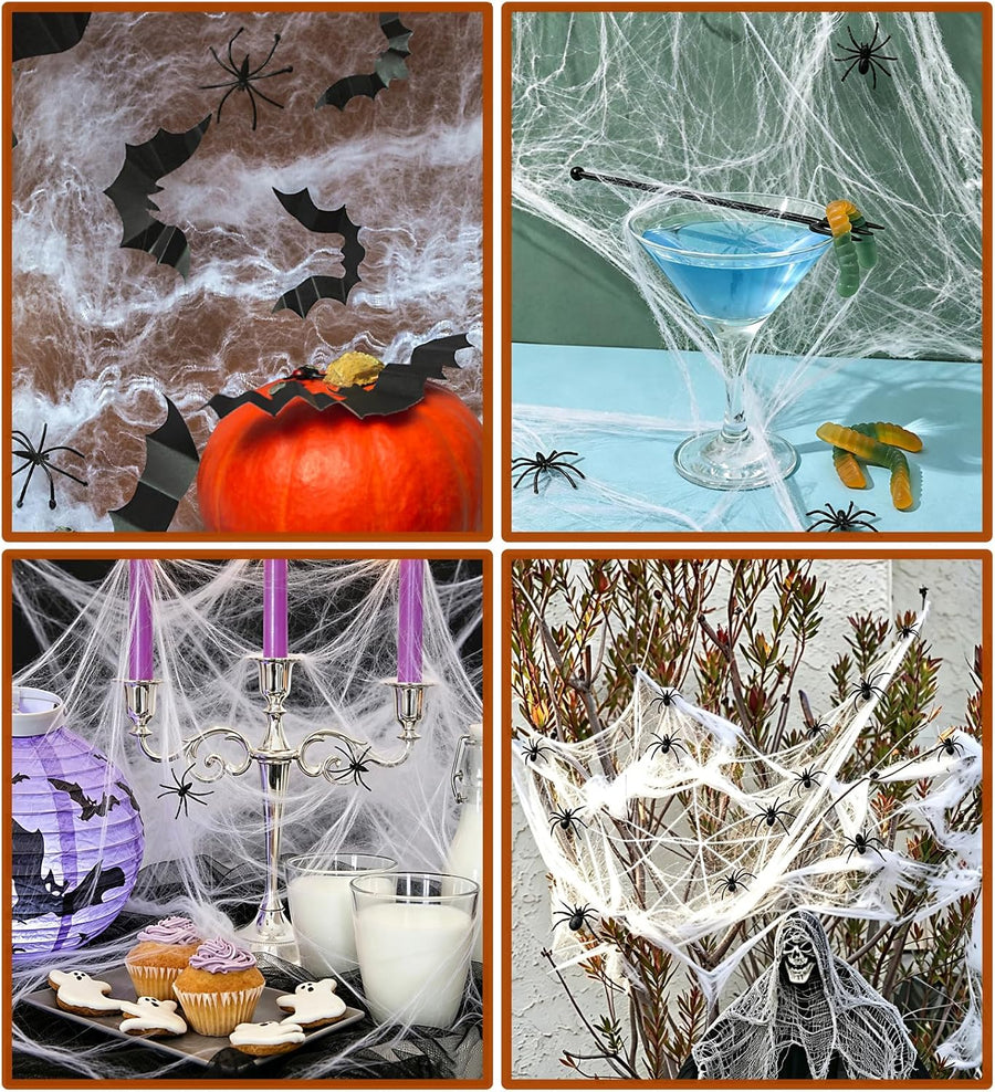 Giant Stretch Spider Web – Covers up to 1,400 sq ft + FREE 100 Spiders