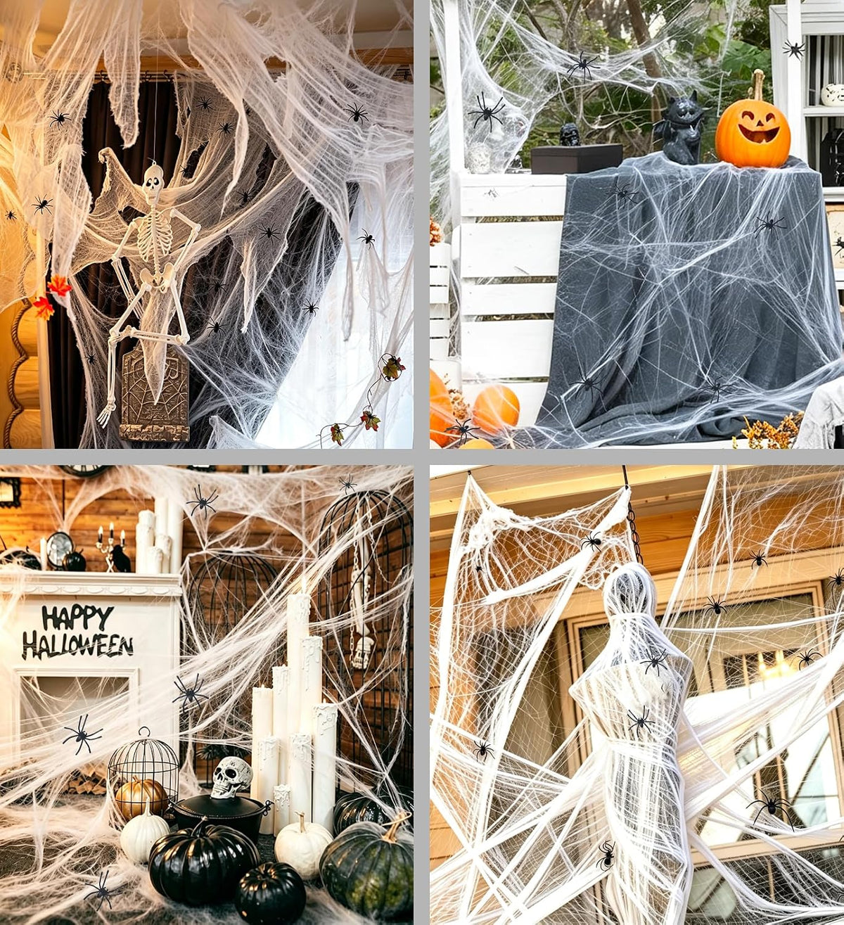 Giant Stretch Spider Web – Covers up to 1,400 sq ft + FREE 100 Spiders