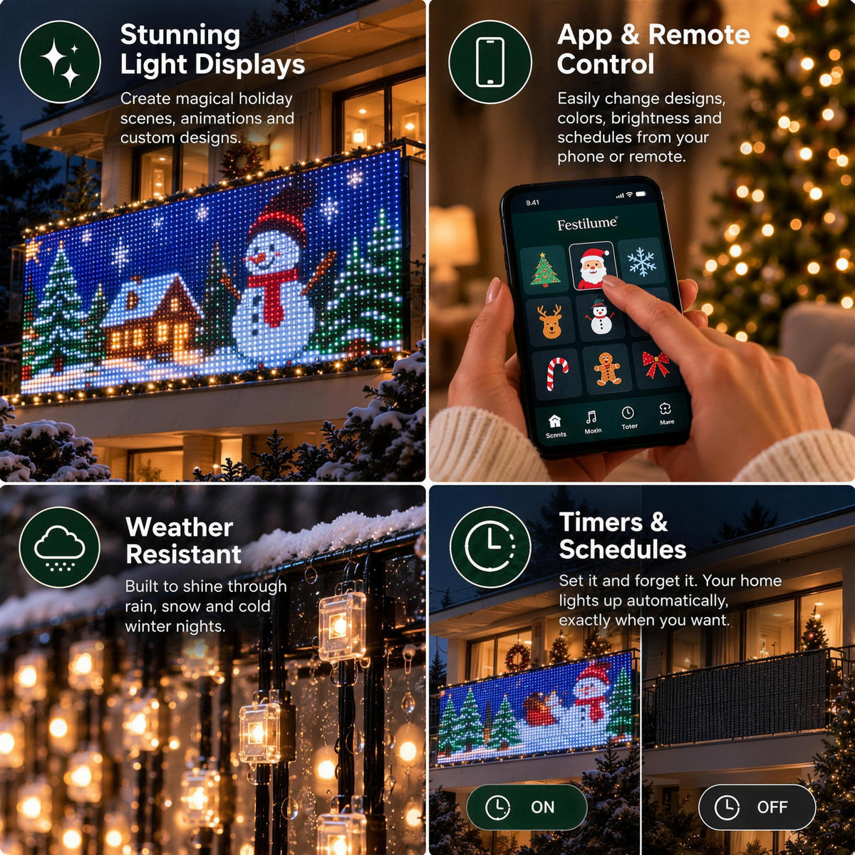 LED curtain features: light displays and app and remote control